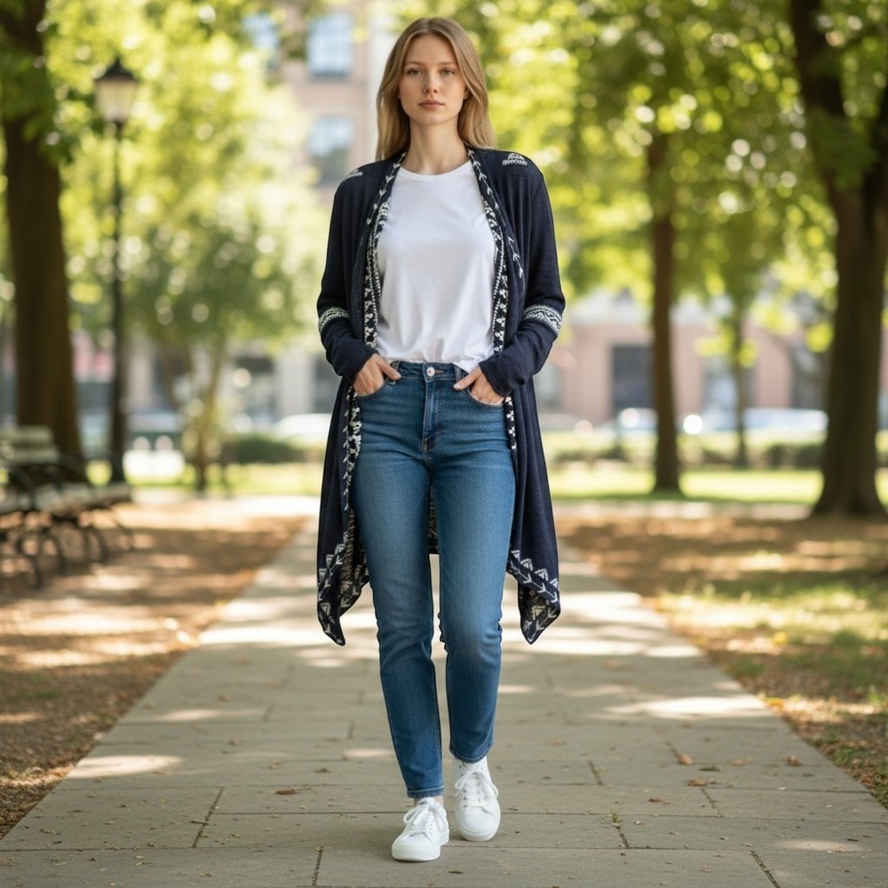 Haute Project LA Cardigan Women M Black Embroidered Boho Draped Open Front